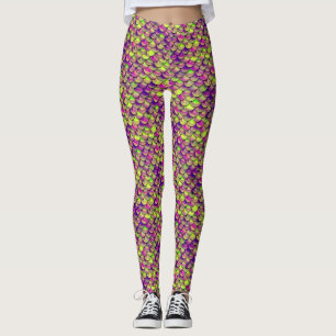 Falln Purple and Green Scales Leggings