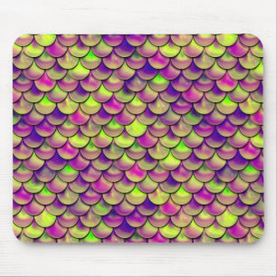 Falln Purple and Green Scales Mouse Mat