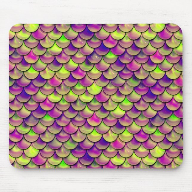 Falln Purple and Green Scales Mouse Mat (Front)