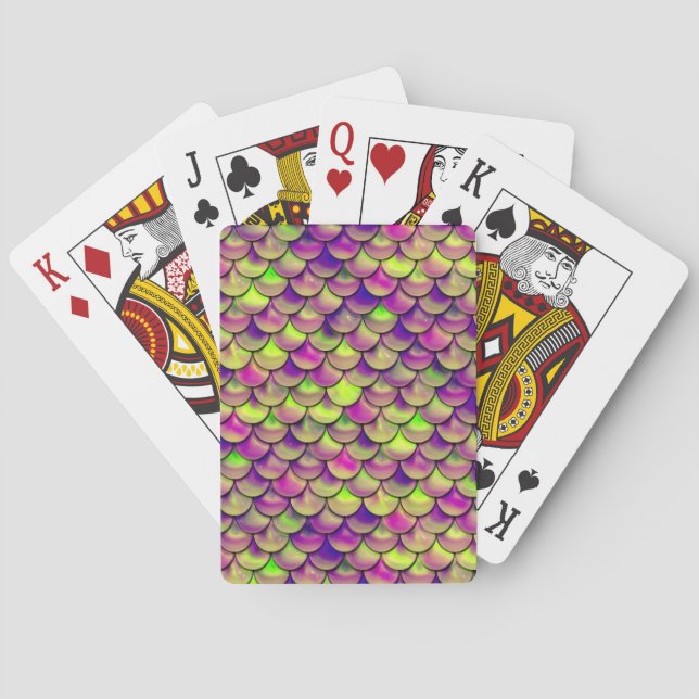 Falln Purple and Green Scales Playing Cards (Back)
