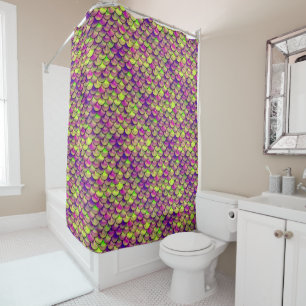 Falln Purple and Green Scales Shower Curtain