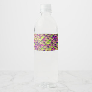 Falln Purple and Green Scales Water Bottle Label