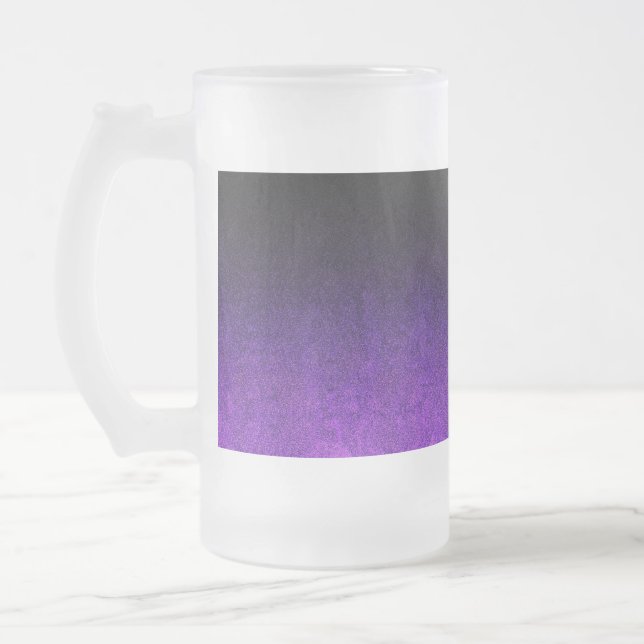 Falln Purple & Black Glitter Gradient Frosted Glass Beer Mug (Left)