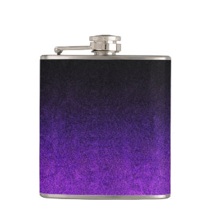 Falln Purple & Black Glitter Gradient Hip Flask