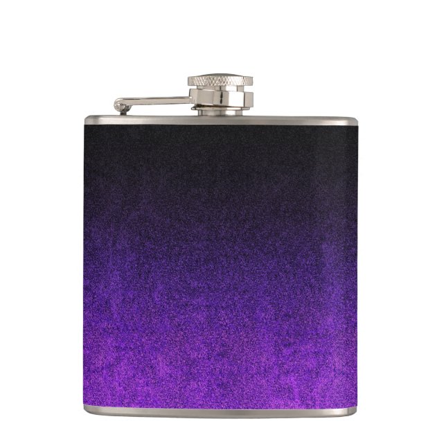 Falln Purple & Black Glitter Gradient Hip Flask (Front)
