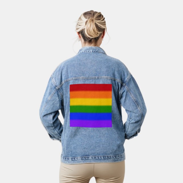 Falln Rainbow Gay Pride Flag Denim Jacket (Model)