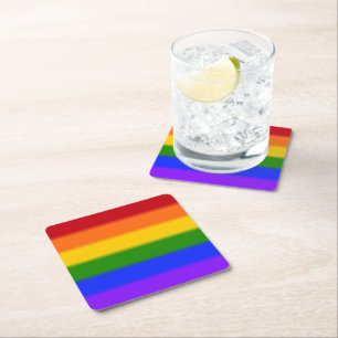 Falln Rainbow Gay Pride Flag Square Paper Coaster