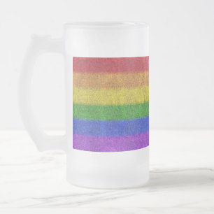 Falln Rainbow Glitter Gradient Frosted Glass Beer Mug