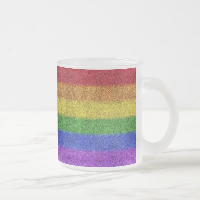 Falln Rainbow Glitter Gradient Frosted Glass Coffee Mug (Right)