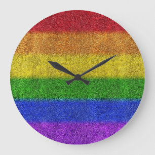 Falln Rainbow Glitter Gradient Large Clock