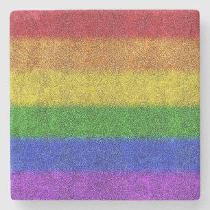 Falln Rainbow Glitter Gradient Stone Coaster