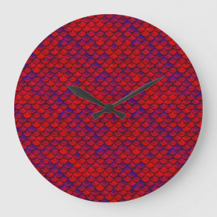 Falln Red and Purple Scales Large Clock