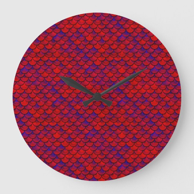 Falln Red and Purple Scales Large Clock (Front)