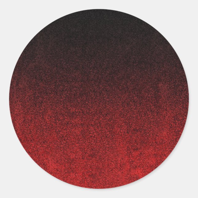 Falln Red & Black Glitter Gradient Classic Round Sticker (Front)