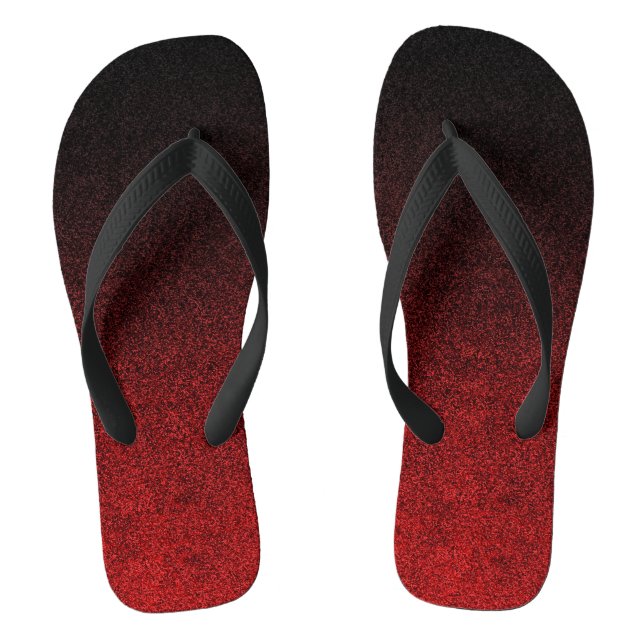 Falln Red & Black Glitter Gradient Flip Flops (Footbed)