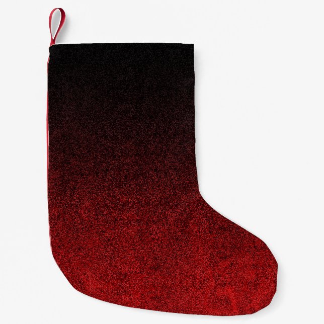 Falln Red & Black Glitter Gradient Small Christmas Stocking (Front)