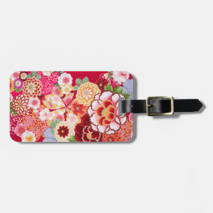 Falln Red Floral Burst Luggage Tag