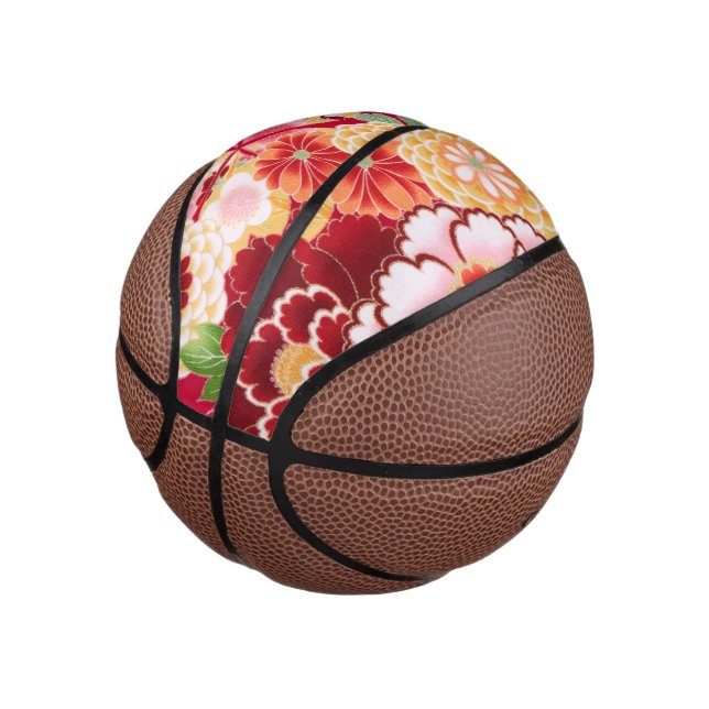 Falln Red Floral Burst Mini Basketball (Angled)