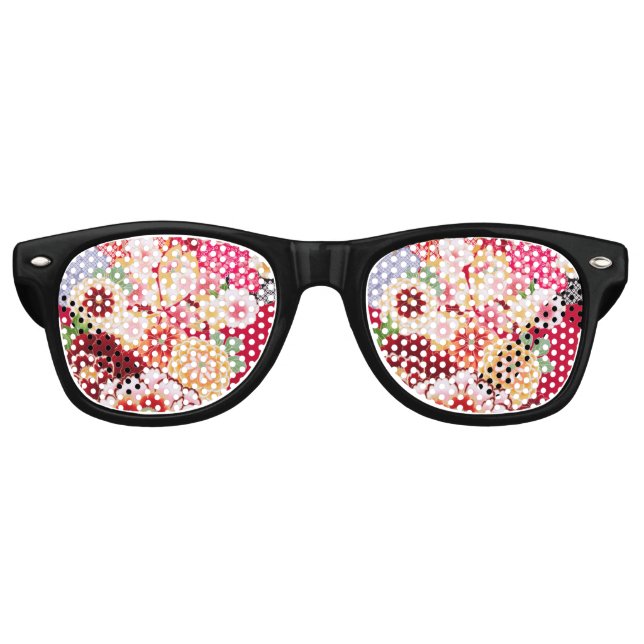 Falln Red Floral Burst Retro Sunglasses (Front)