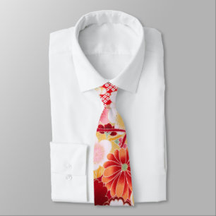 Falln Red Floral Burst Tie