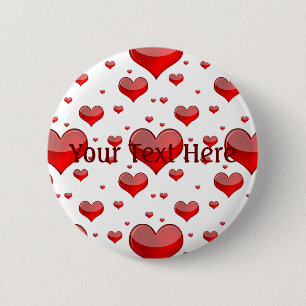 Falln Red Hearts (You Choose Background Colour!) 6 Cm Round Badge