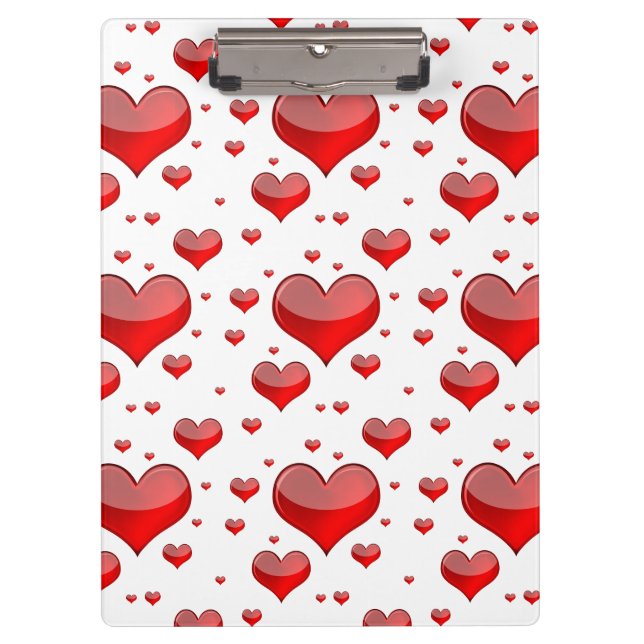 Falln Red Hearts (You Choose Background Colour!) Clipboard (Front)