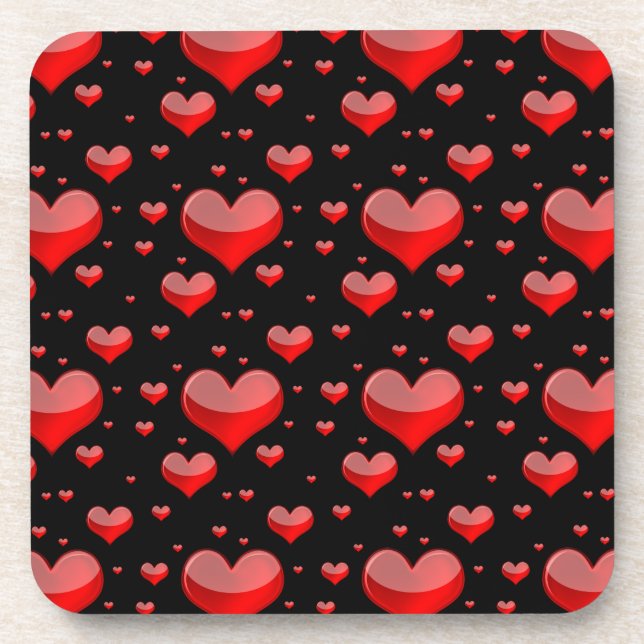 Falln Red Hearts (You Choose Background Colour!) Coaster (Front)