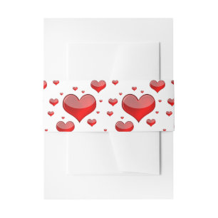 Falln Red Hearts (You Choose Background Colour!) Invitation Belly Band