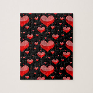 Falln Red Hearts (You Choose Background Colour!) Jigsaw Puzzle