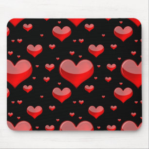 Falln Red Hearts (You Choose Background Colour!) Mouse Mat