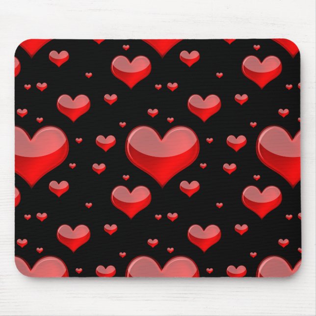 Falln Red Hearts (You Choose Background Colour!) Mouse Mat (Front)