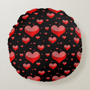 Falln Red Hearts (You Choose Background Colour!) Round Cushion