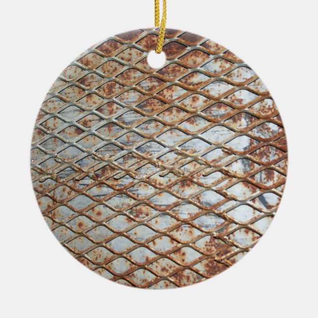 Falln Rusty Grate Ceramic Tree Decoration (Front)