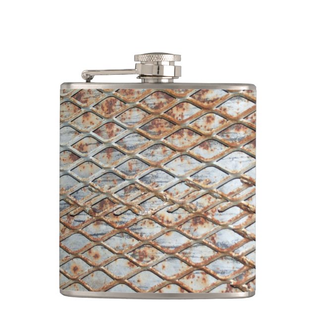 Falln Rusty Grate Hip Flask (Front)