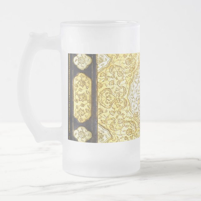Falln Sacred Gold Frosted Glass Beer Mug (Left)
