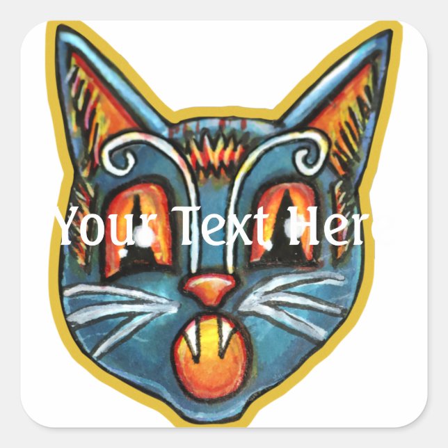 Falln Scaredy Cat Vintage Halloweenies  Square Sticker (Front)