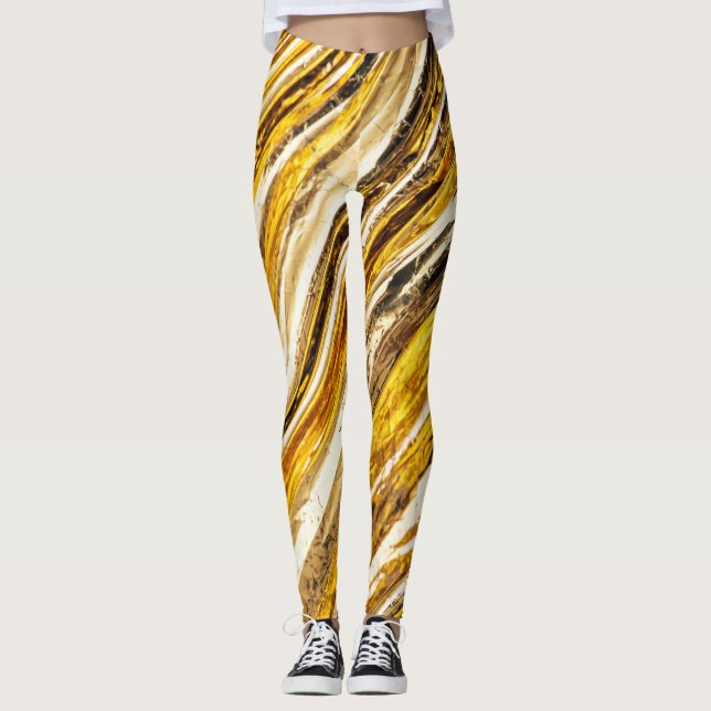 Falln Shimmering Gold Foil Leggings (Front)