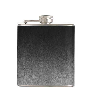 Falln Silver & Black Glitter Gradient Hip Flask