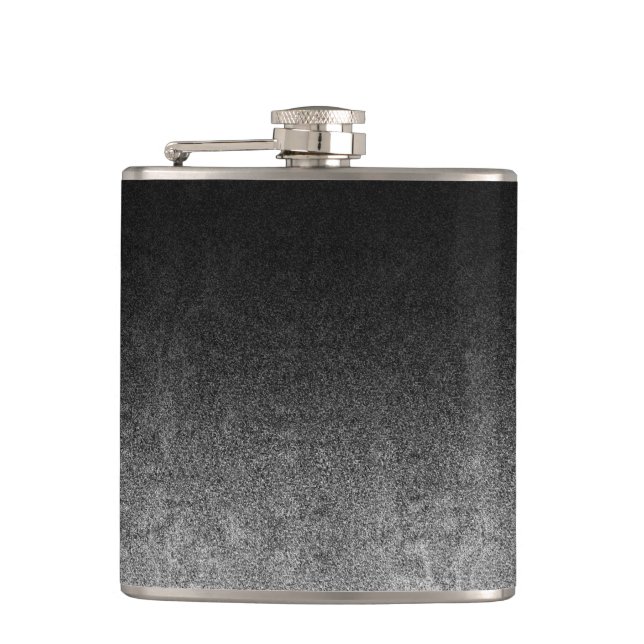 Falln Silver & Black Glitter Gradient Hip Flask (Front)