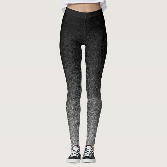 Falln Silver & Black Glitter Gradient Leggings (Front)