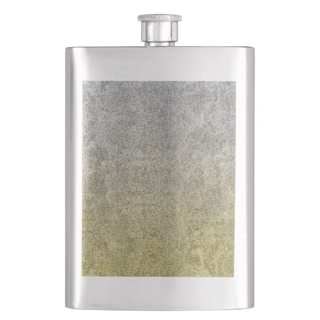 Falln Silver & Gold Glitter Gradient Hip Flask (Front)