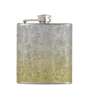 Falln Silver & Gold Glitter Gradient Hip Flask