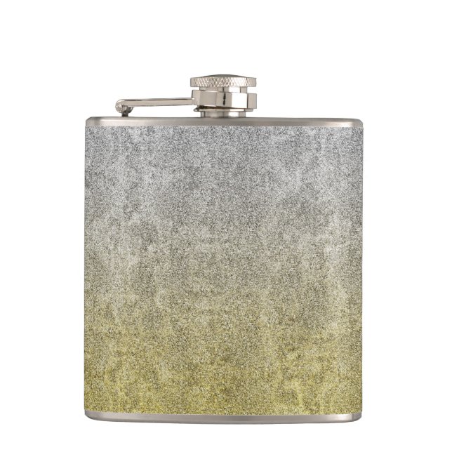 Falln Silver & Gold Glitter Gradient Hip Flask (Front)