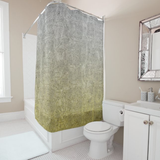 Falln Silver & Gold Glitter Gradient Shower Curtain (In Situ)