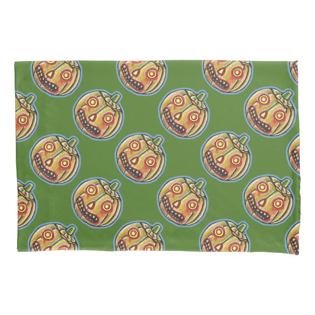 Falln Spooky Pumpkin Vintage Halloweenies  Pillowcase (Front)