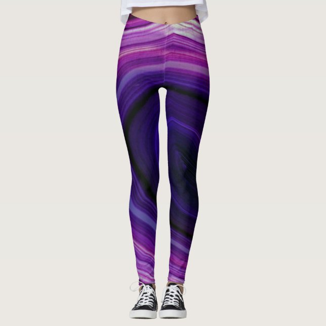 Falln Swirled Purple Geode Leggings (Front)
