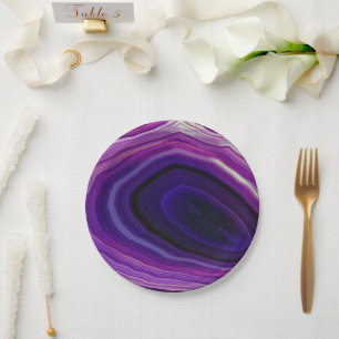 Falln Swirled Purple Geode Paper Plate