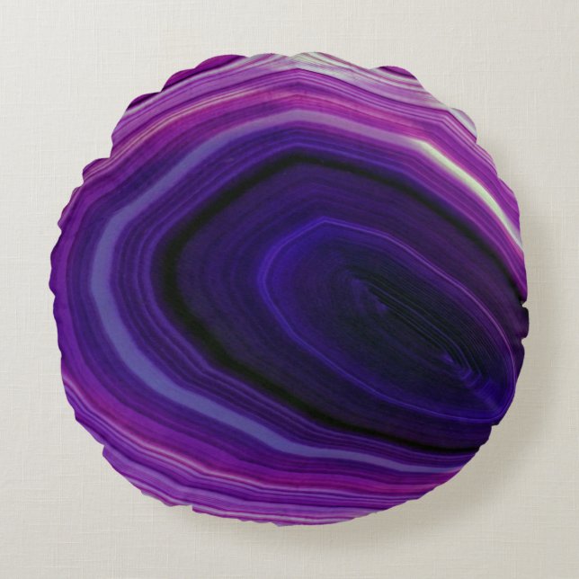 Falln Swirled Purple Geode Round Cushion (Front)