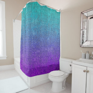 Falln Tropical Dusk Glitter Gradient Shower Curtain
