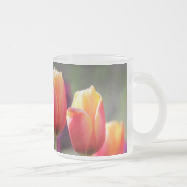 Falln Tulips Aflame Frosted Glass Coffee Mug (Right)